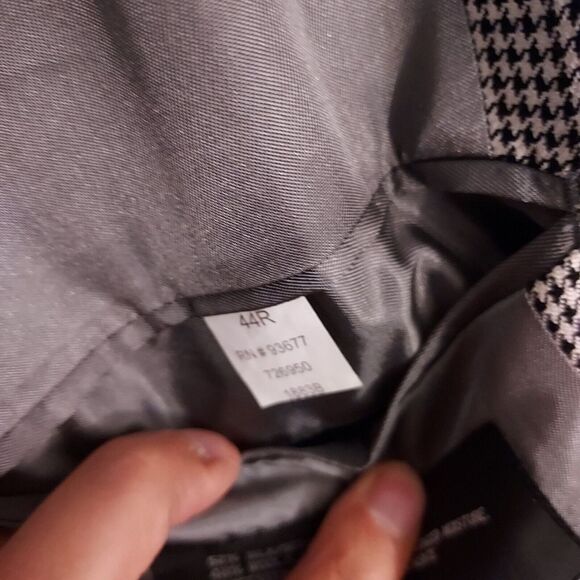 Stafford Blazer Mens 44R Silk Wool Blend Houndstooth Sport Coat Preppy Casual 44 - Picture 3 of 15